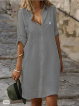 🇫🇷 Robe‑chemise essentielle en lin et coton – DESTOCKAGE