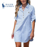 Ꮢаlрh Ꮮаurеn - Robe Chemise Femme à Rayures avec Décolleté en V