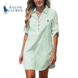 Ꮢаlрh Ꮮаurеn - Robe Chemise Femme à Rayures avec Décolleté en V