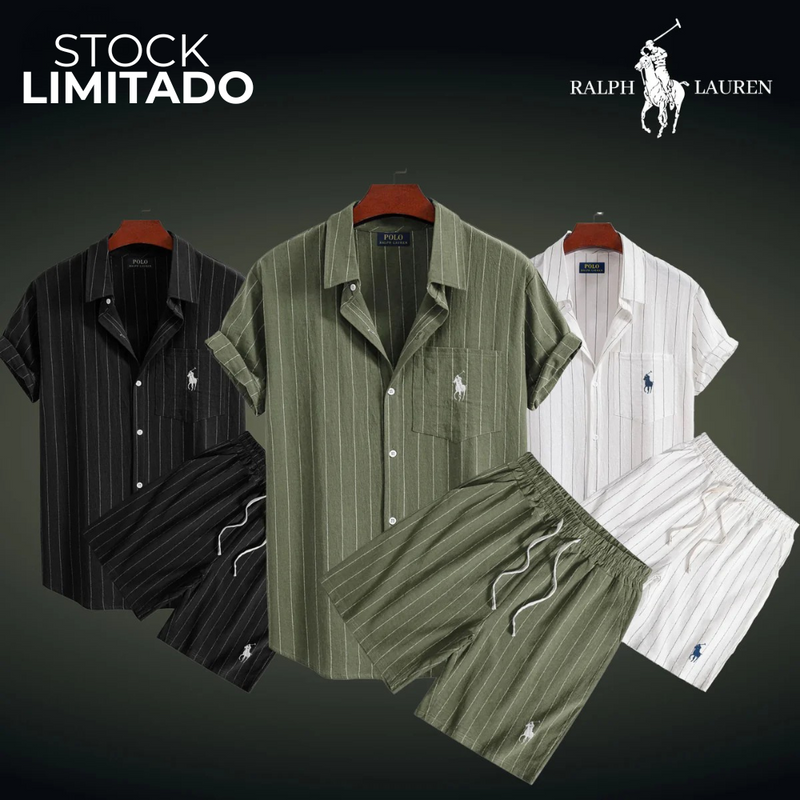 La Sélection Privée RL – Chemise rayée à manches courtes et short léger assorti