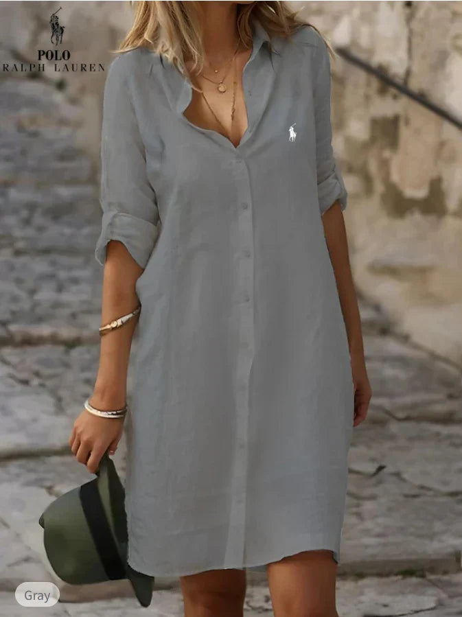 🇫🇷  Robe‑chemise essentielle en lin et coton – DESTOCKAGE