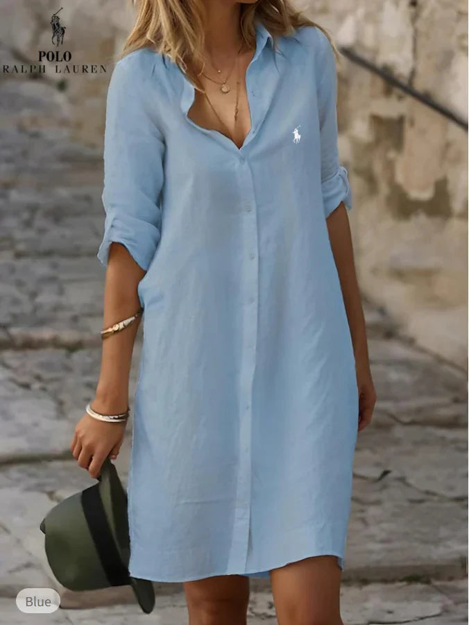 🇫🇷  Robe‑chemise essentielle en lin et coton – DESTOCKAGE