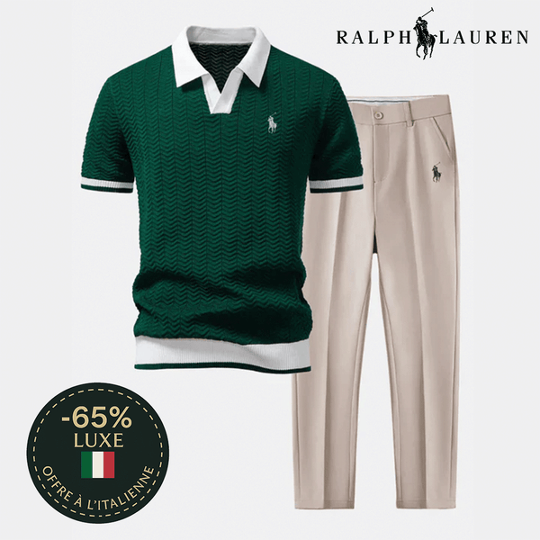 🇮🇹 Ensemble Polo Col V & Pantalon Fuselé
