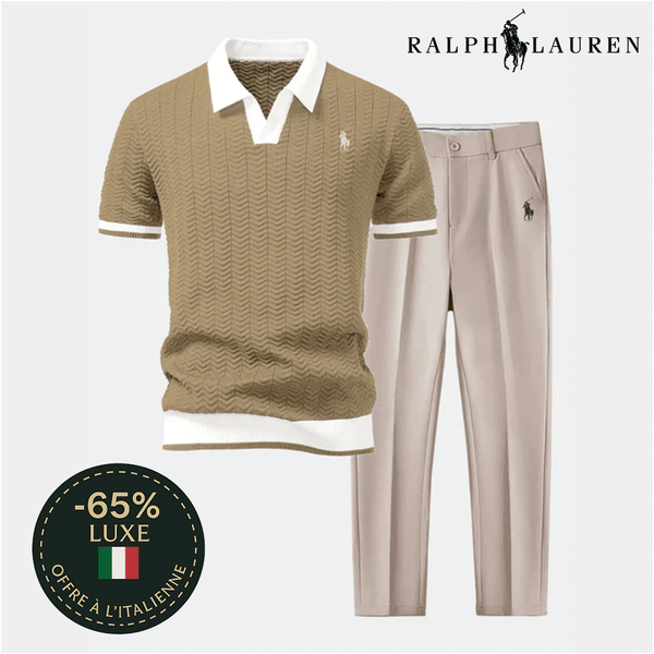 🇮🇹 Ensemble Polo Col V & Pantalon Fuselé