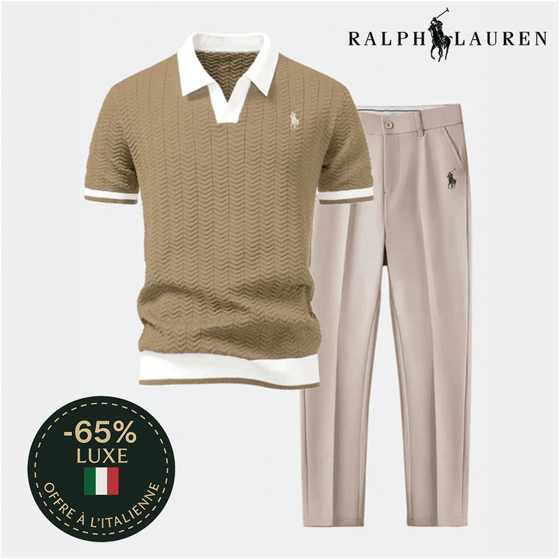 🇮🇹 Ensemble Polo Col V & Pantalon Fuselé